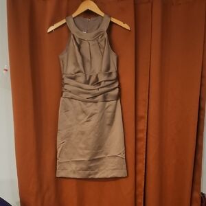 David's Bridal Taupe Mini Dress